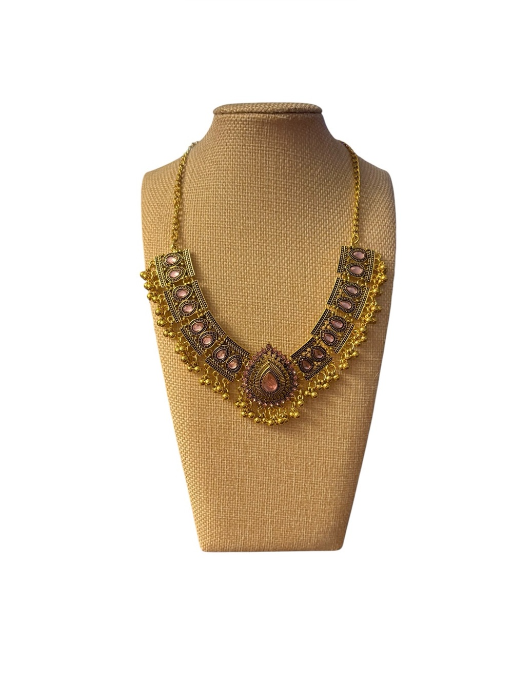 Indian Bridal Jewelry Set Choker Maang Tikka Gold Green Bangles-NWOT 7pieces - Picture 3 of 7